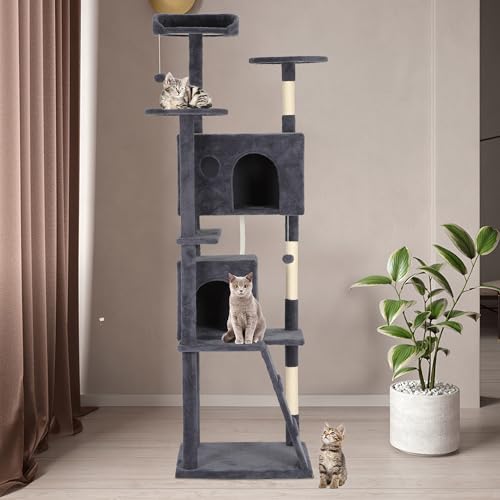 54" Dark Gray Cat Tree Tower Q415