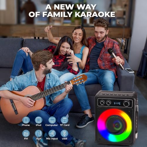 Portable Bluetooth Karaoke Speaker with 2 Wireless Microphones I6320