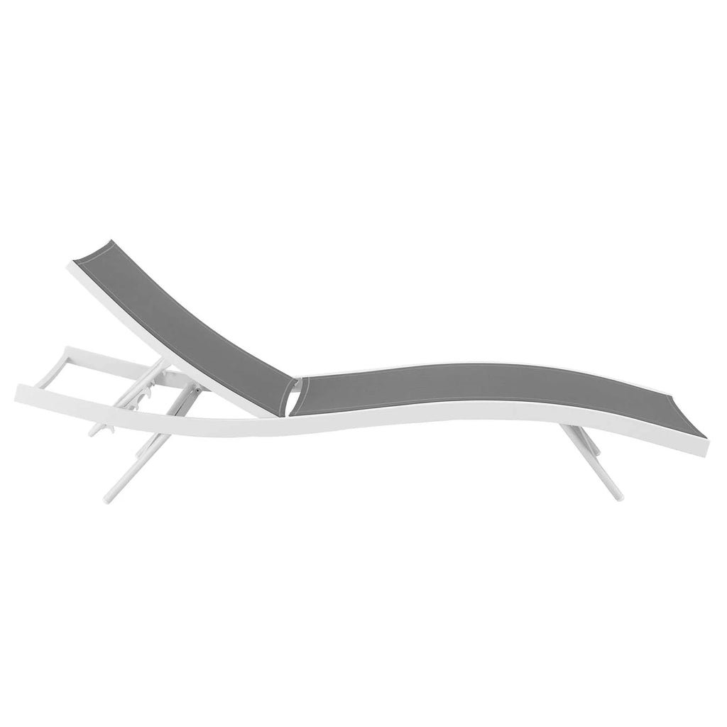 White Gray Mesh Chaise Lounge Chair P958066