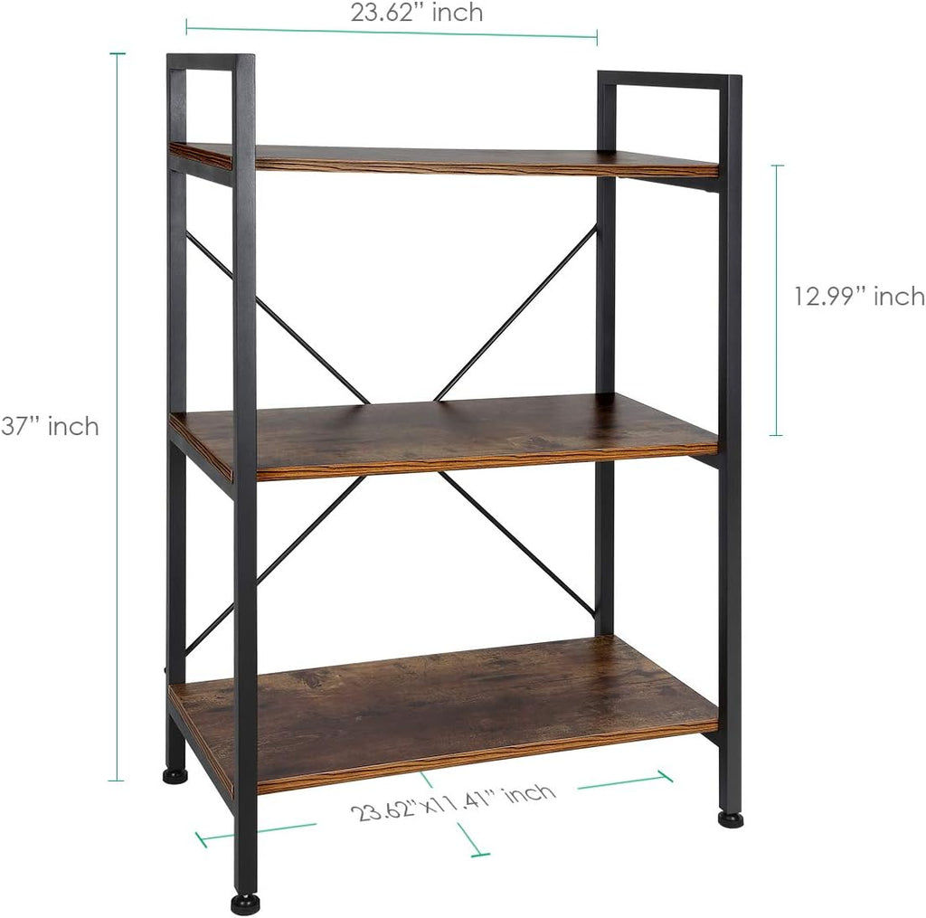 3-Tier Wood and Metal Bookshelf B89022