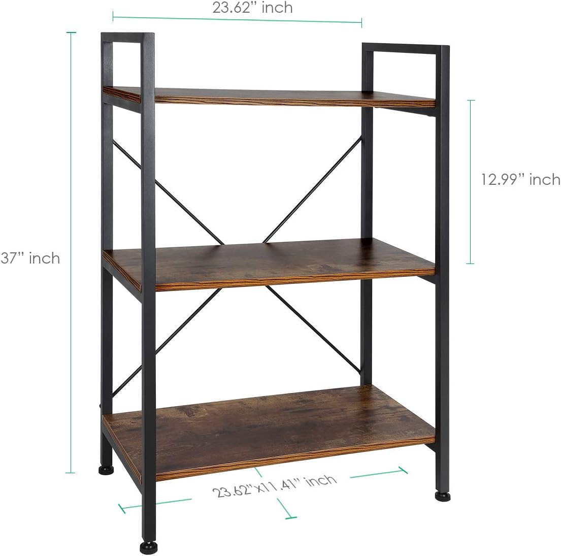 3-Tier Wood and Metal Bookshelf B89022