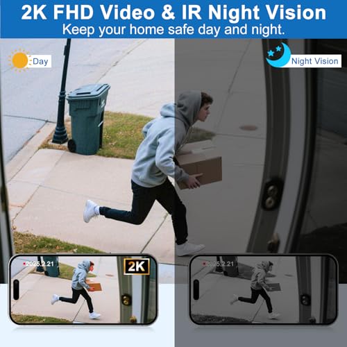 2K HD Wireless Video Doorbell with Chime, Battery Powered L419