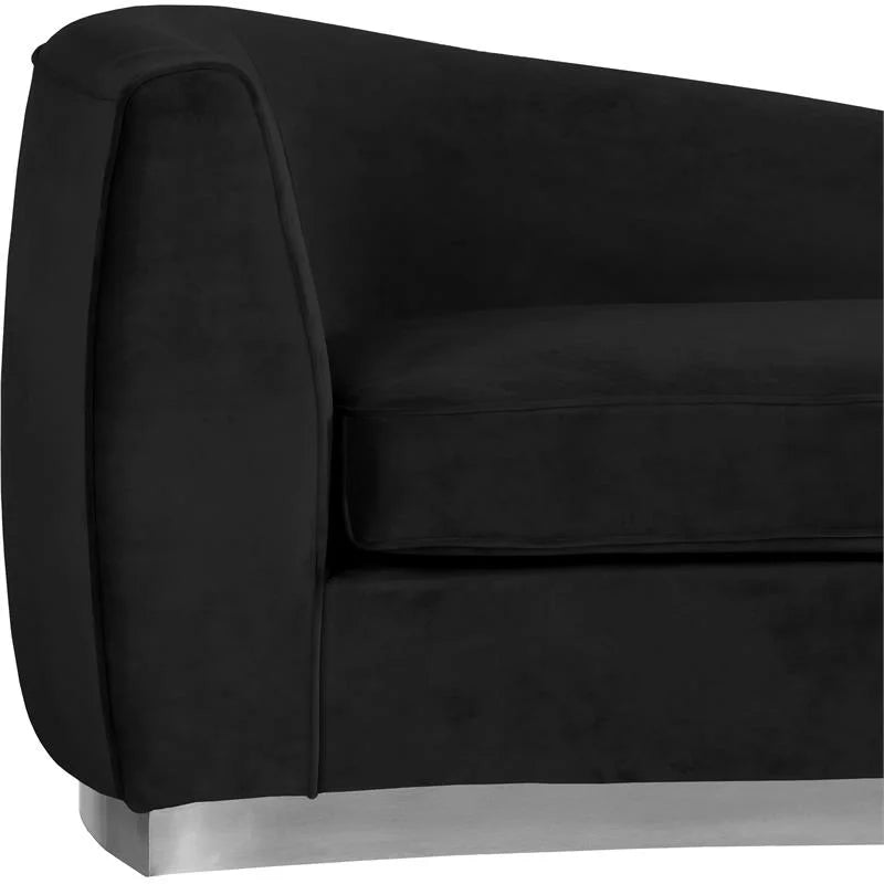 3-Piece Set with Accent Chair Chaise & Loveseat in Black and Chrome K16668