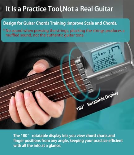 Portable Guitar Chord Practice Tool with Rotatable Chords Chart Screen W3526