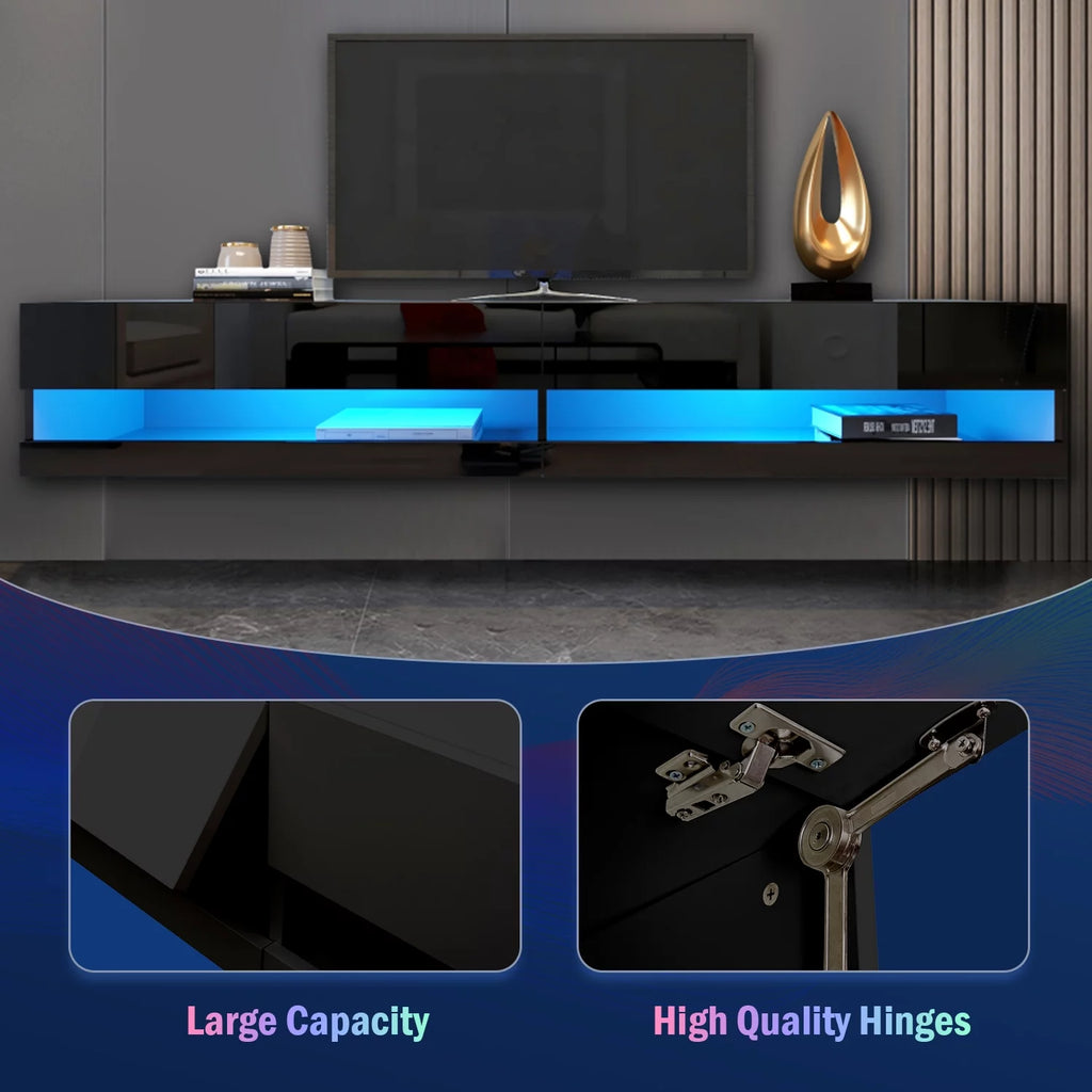 Black Wall Mounted Floating TV Stand up to 80 inch K303