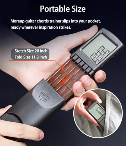 Portable Guitar Chord Practice Tool with Rotatable Chords Chart Screen W3526