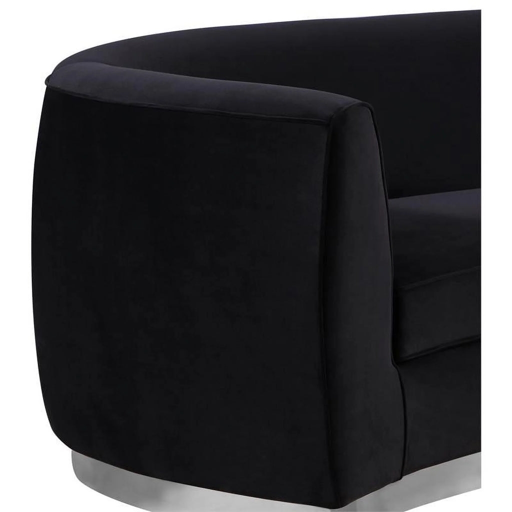 3-Piece Set with Accent Chair Chaise & Loveseat in Black and Chrome K16668