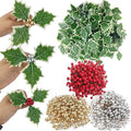 Artificial Holly Berries with Green Leaves R6608