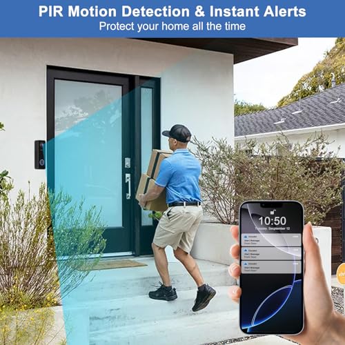 2K HD Wireless Video Doorbell with Chime, Battery Powered L419