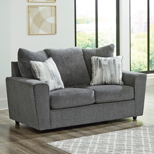 Gray Casual Loveseat with Flared Arms O7468
