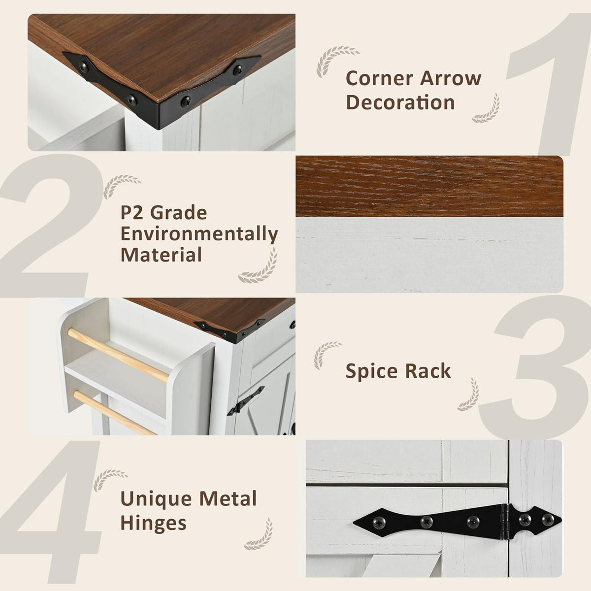 White Kitchen Island with Power Outlet and Drop Leaf V651371