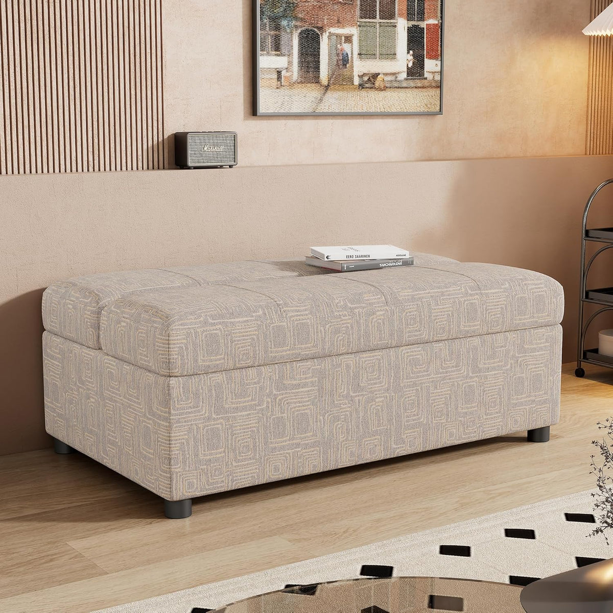 Twin Size Folding Ottoman Sleeper Bed with Mattress Convertible Guest Bed Light Gray Couch Sofa E324980