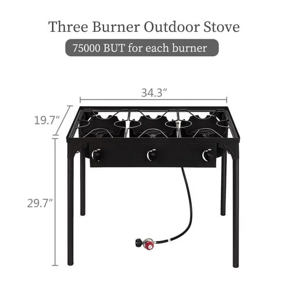 Black Portable 3 Burner Propane Cooker H293