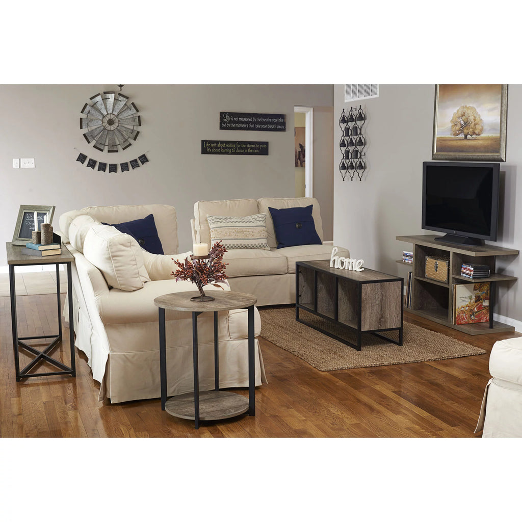Ashwood Low Round Side Table with Storage Shelf H788