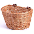 Brown Wicker Front Bike Basket with Faux Leather Straps B843432