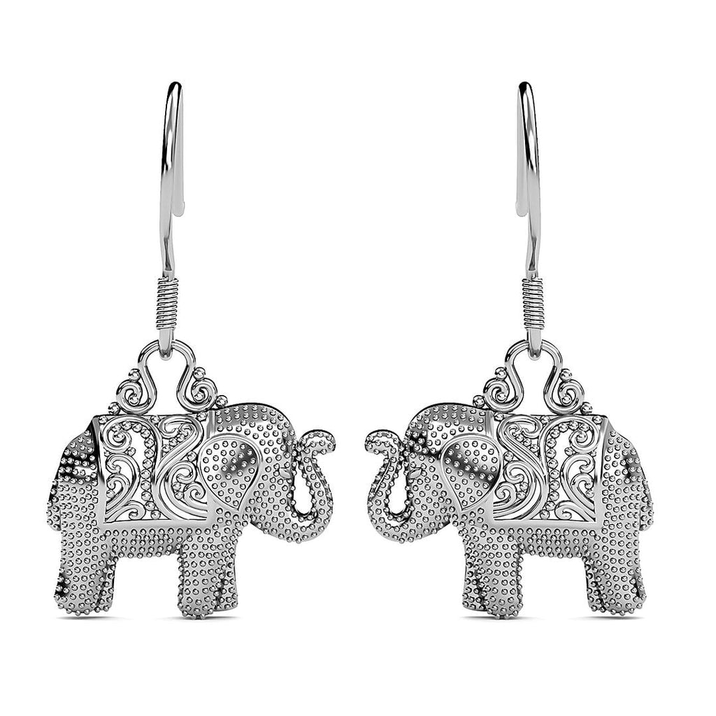Sterling Silver Elephant Dangle Earrings P8934