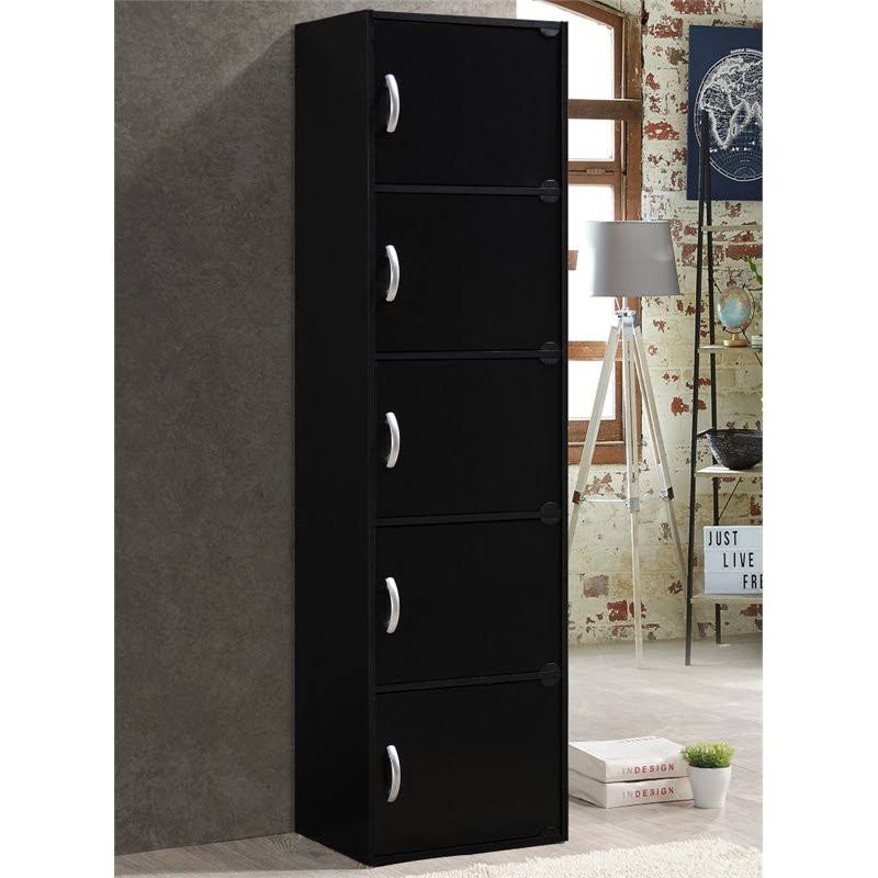 5 Shelf 5 Door Bookcase in Black I3078