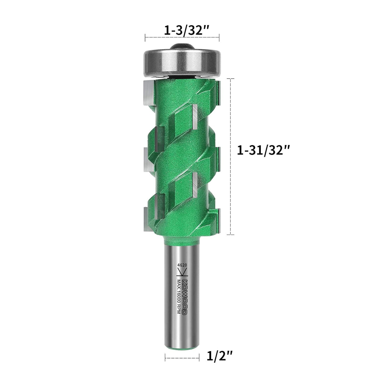 Flush Trim Router Bit 16 Flutes 1/2" Shank 2" Cut Length Pack of 2 D519126