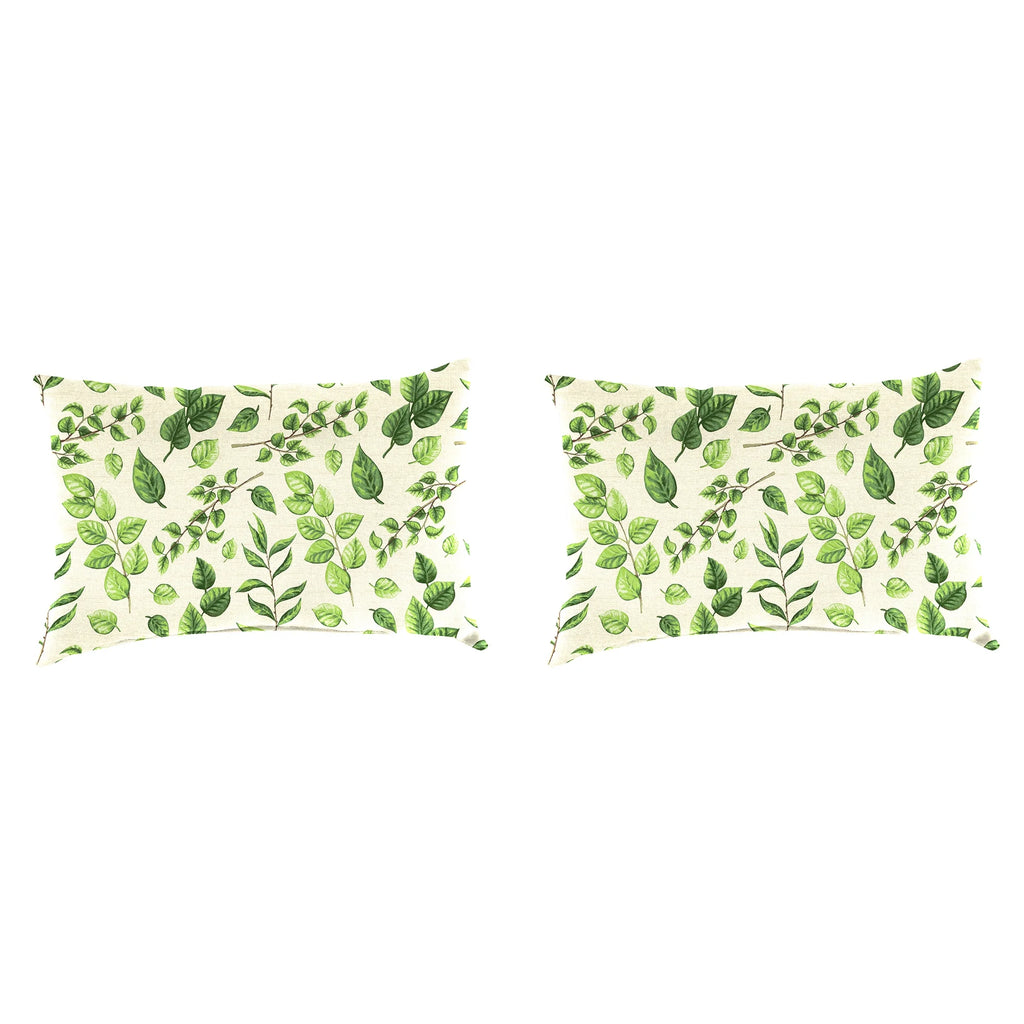 Aloe Green Leaves Rectangular Outdoor Lumbar Throw Pillow 2 Pack D531636