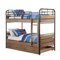 Antique Oak & Gunmetal Twin Bunk Bed & Trundle V605709