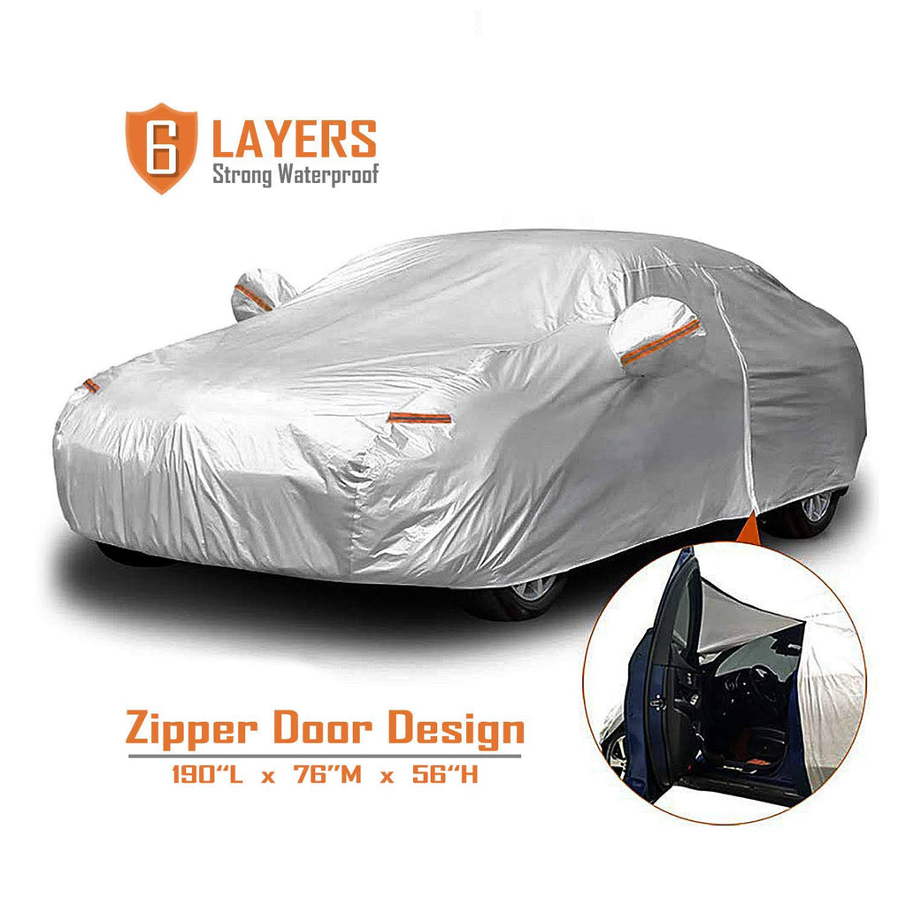 6 Layers Waterproof Car Cover with Zipper Door X3209