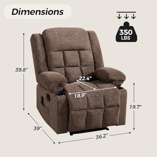 Brown Manual Recliner Chair with Massage and Heat X950