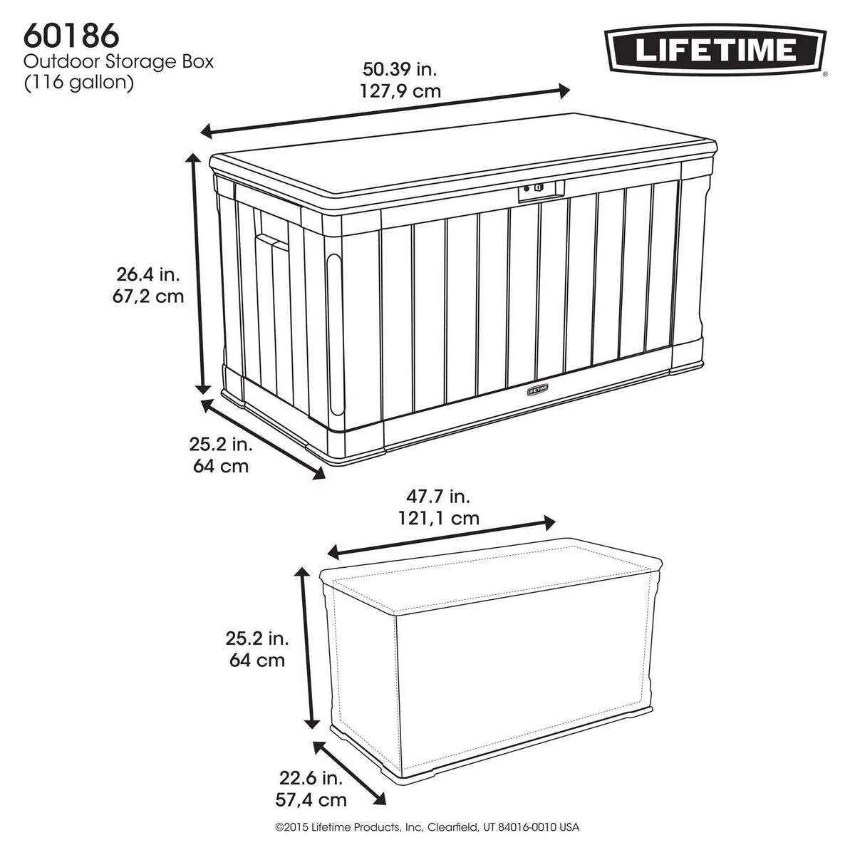 Heavy-Duty 116 Gallon Plastic Deck Box V3167