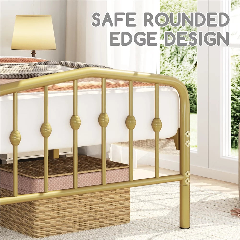 Twin Size Metal Bed with Arched Headboard and Footboard M995
