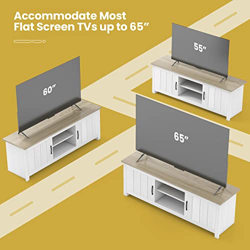 2 Doors TV Stand with Open Shelves and Cable Management Holes G150769