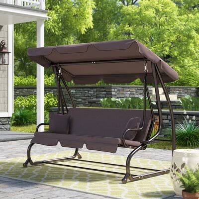 Canopy Porch Swing with Stand Dark Brown V919