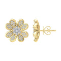 10K Yellow Gold Diamond Flower Stud Earrings K446