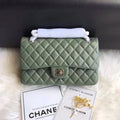Green Medium Lambskin Leather Flap Bag L19812