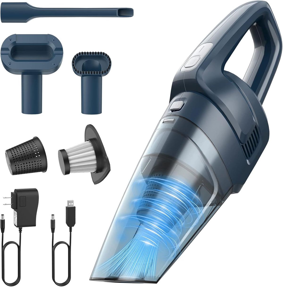 Handheld Cordless 8Kpa Portable Car Vacuum Cleaner, 2-in-1 Wet & Dry, 30 Mins Runtime, Pack of 2 Q246779