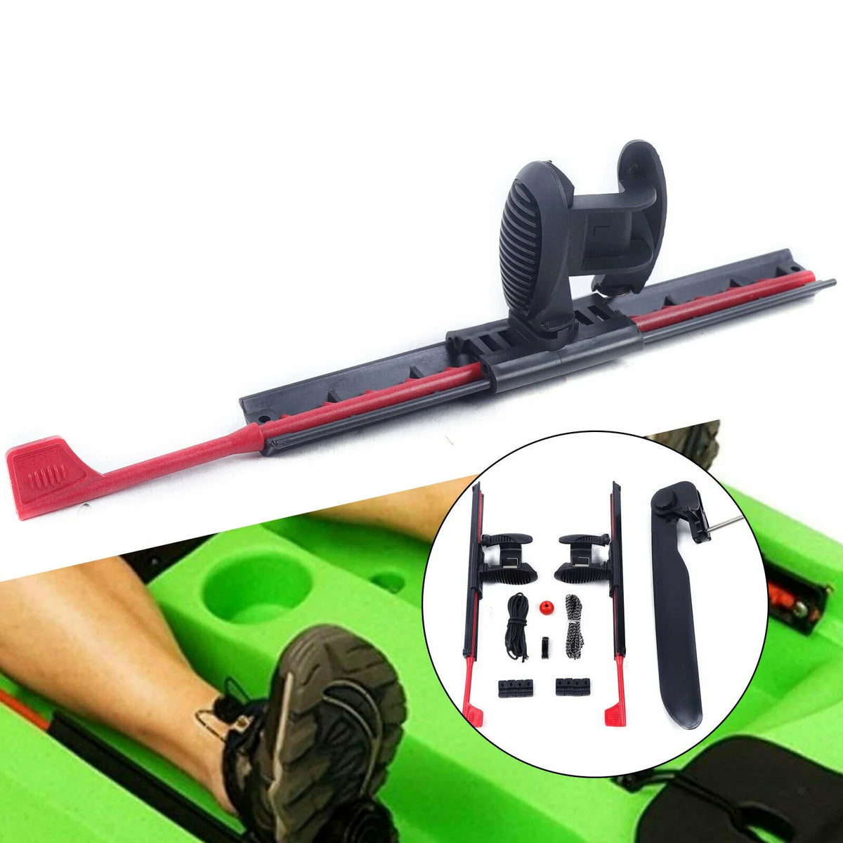 2Pcs Adjustable Kayak Foot Braces Pedals with Rudder Foot Control System J26225