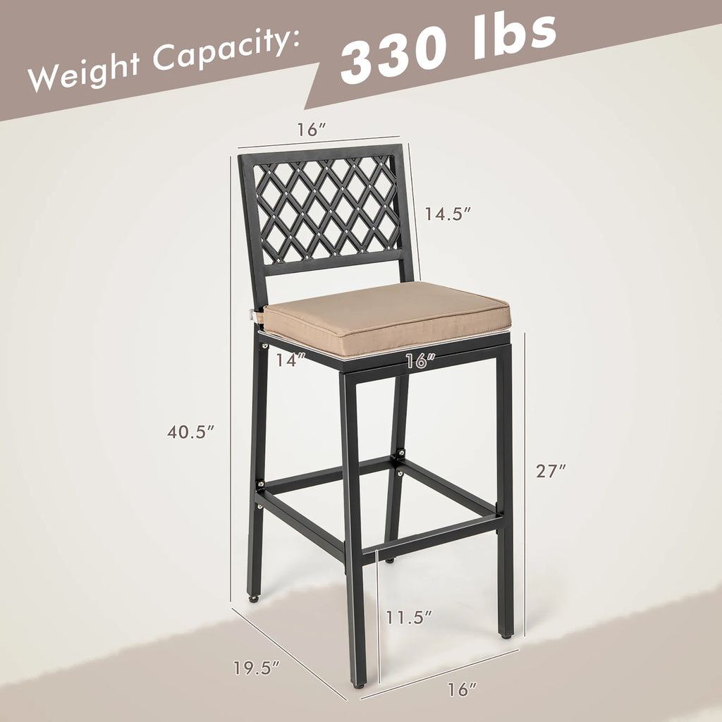 Set of 2 Metal Bar Stools with Cushion A34909