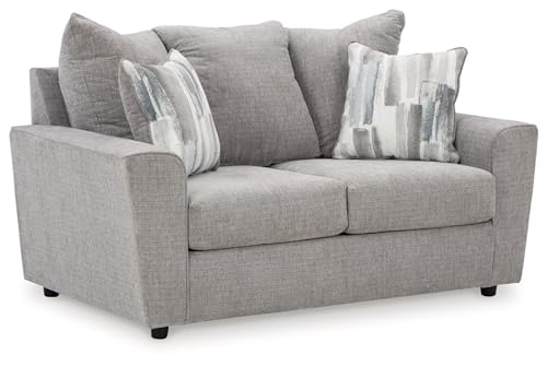 Gray Casual Loveseat with Flared Arms O7468