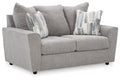 Gray Casual Loveseat with Flared Arms O7468