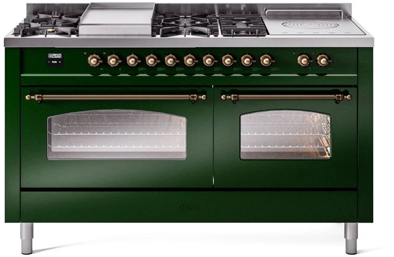 60 Dual Fuel Natural Gas Range Emerald Green Bronze Trim E840