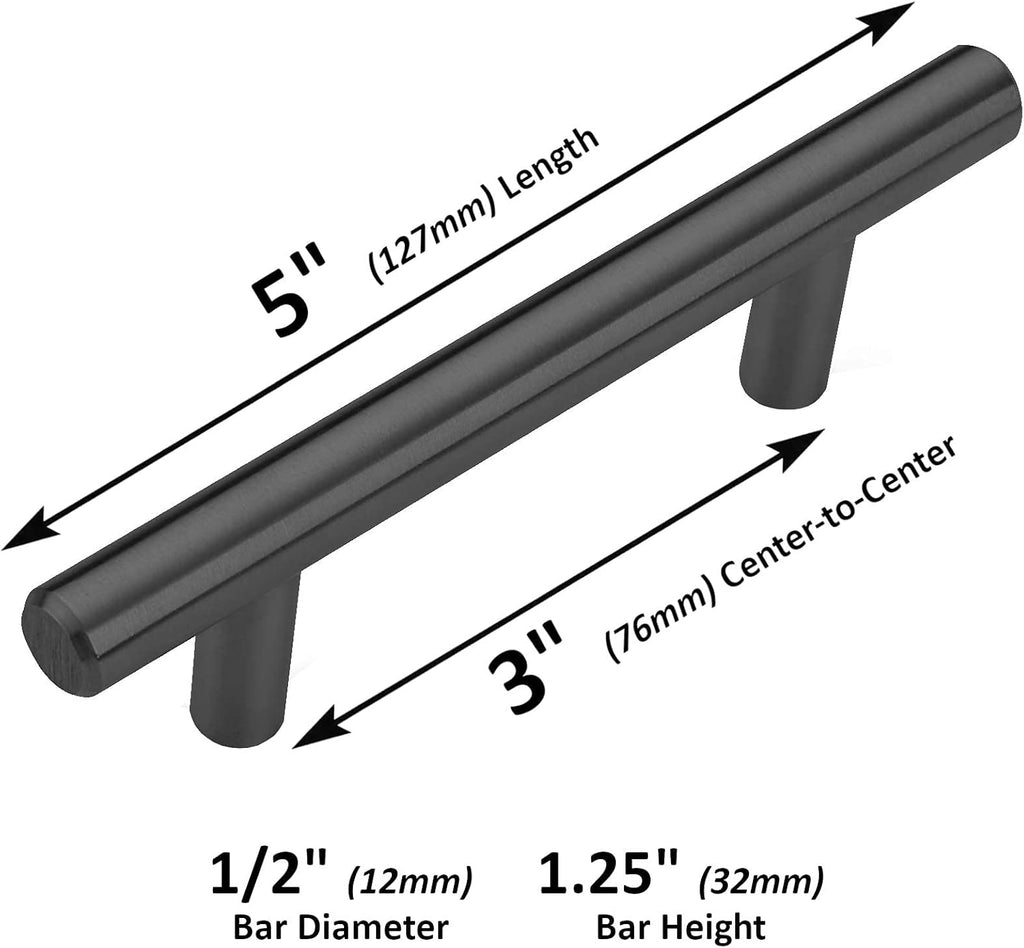 50-Pack Matte Black Round Bar Cabinet Pulls G284985