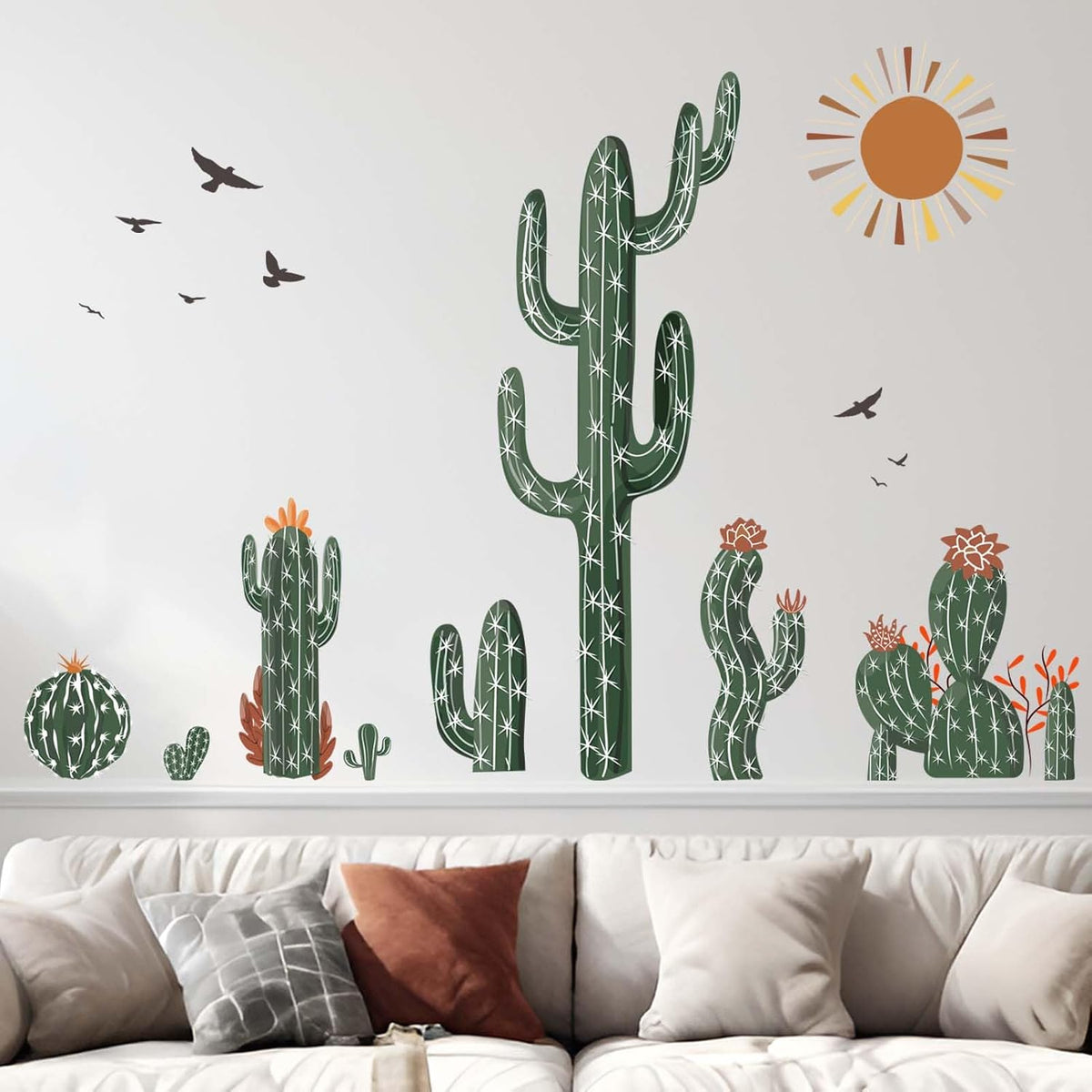 Green Plants Tropical Desert Cacti Wall Decals J3587