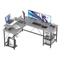 L Shaped Grey Computer Desk with Monitor Stand W4975