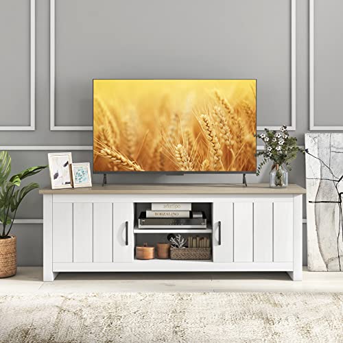 2 Doors TV Stand with Open Shelves and Cable Management Holes G150769