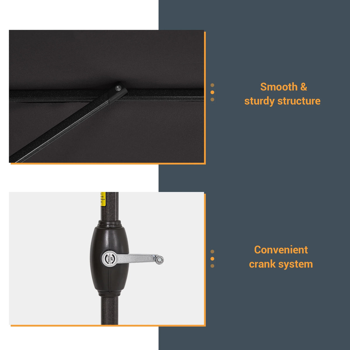 10 x 6.5ft Outdoor Patio Rectangular Table Umbrella with Hand Crank and Push Button Tilt, Black X30596