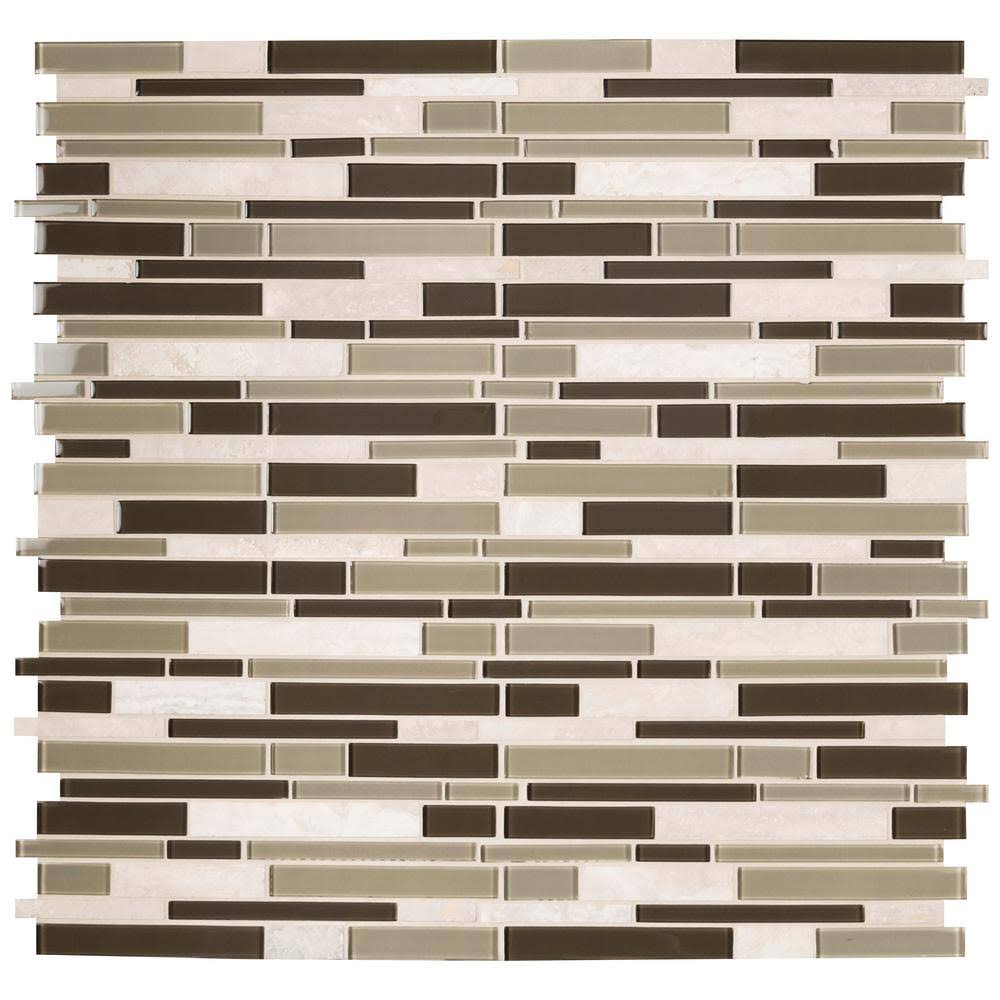 Interlocking 12 in. x 12 in. x 6 mm Glass/Stone Mix Mesh-Mounted Mosaic Tile E8033