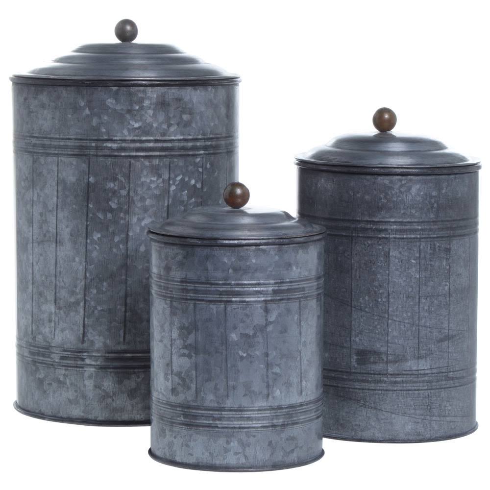 Galvanized Canisters Set of 3 N10577