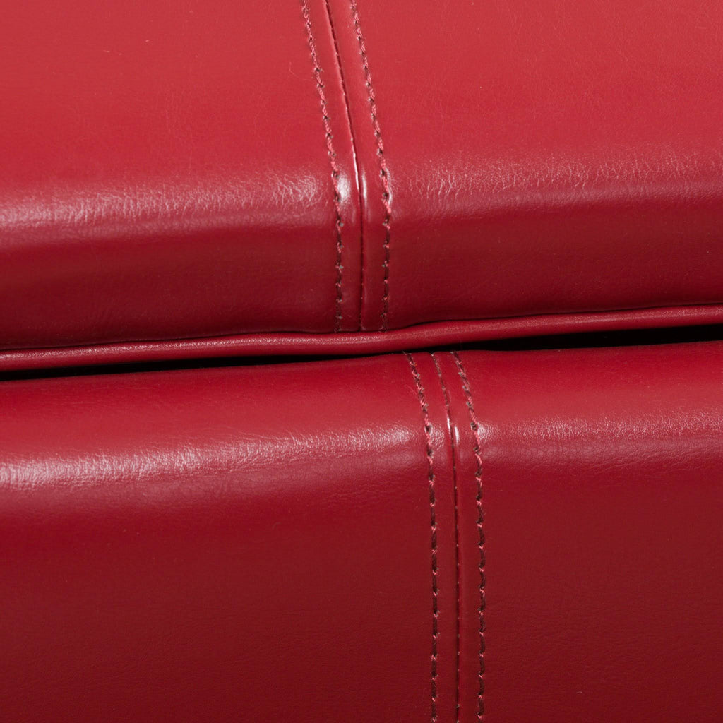 Red Leather Storage Ottoman L580