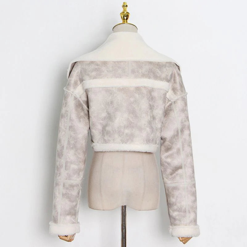 Faux Leather Sueded Aviator Jacket G1709