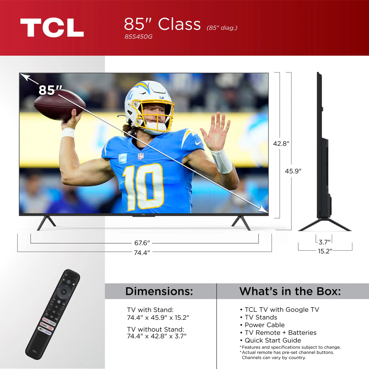 85" 4K UHD HDR LED Smart TV with Google TV T5792