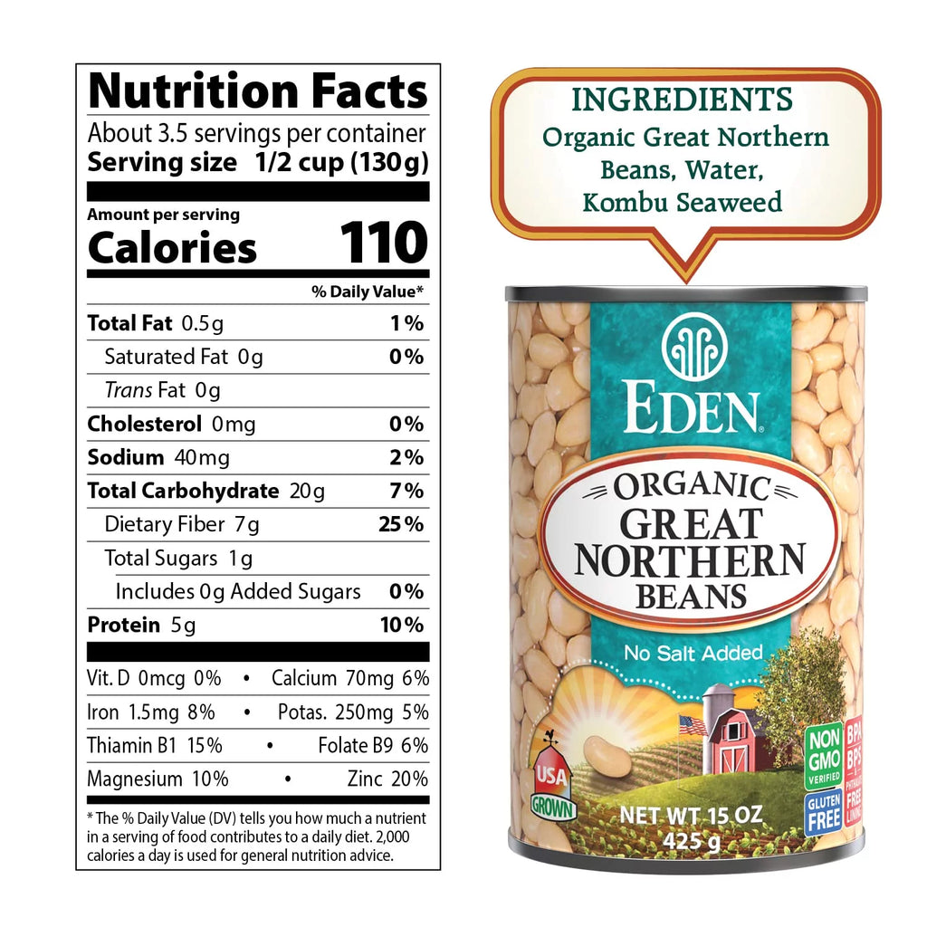 Organic Great Northern Beans 15 oz 12-Pack No Salt Added Z411