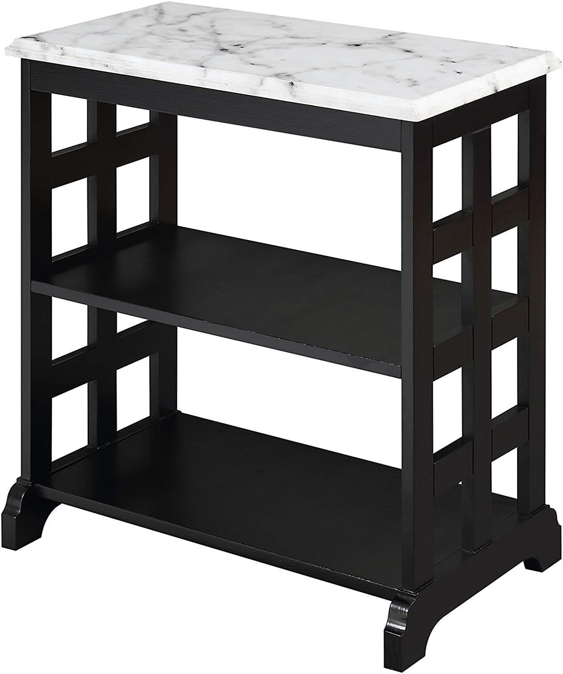 White Marble Black Chairside Table C46374